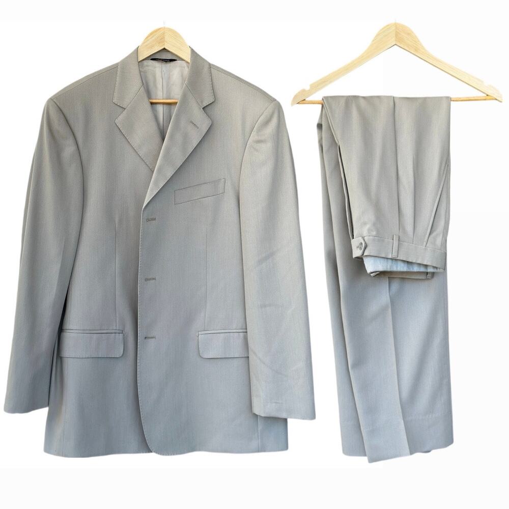 Vintage Pavone Zignone Super 120’s Italian 2-Piece Suit Gray 41 R Worsted Wool